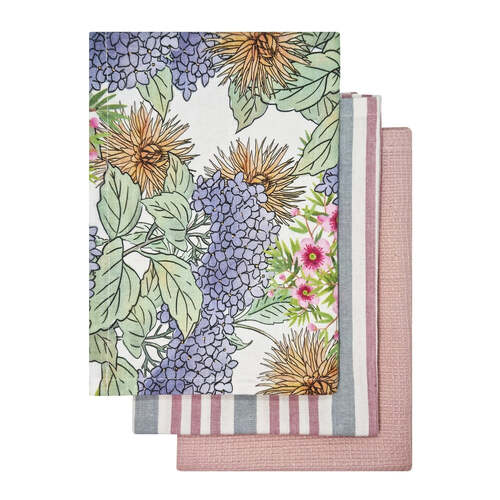 3PK J.Elliot Hydrangea 50x70cm Tea Towel - Rose Pink