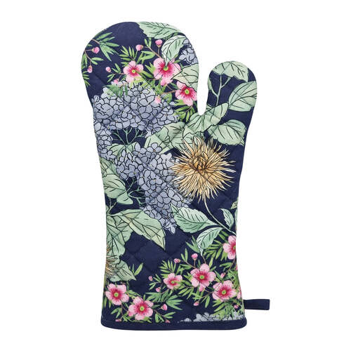 J.Elliot Hydrangea 19x35cm Cotton Oven Mitt - Navy