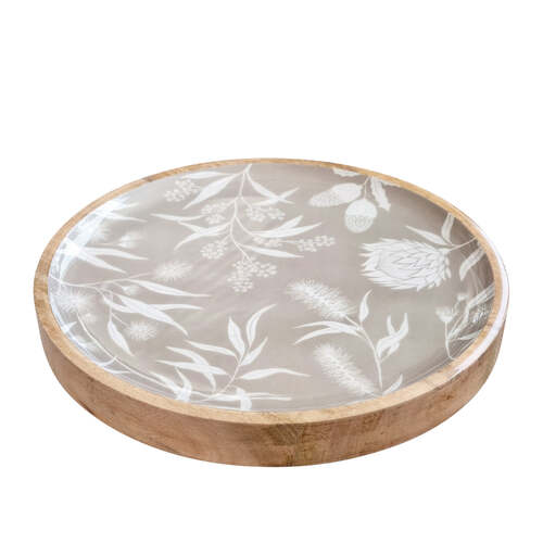 J.Elliot Home Bindi Round 38x4cm Serving Tray - Grey Beige