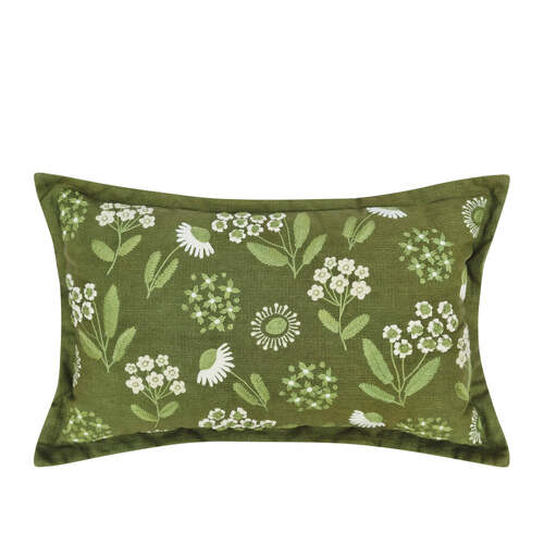 J.Elliot Home Posy 35x55cm Cushion Pillow Rectangle - Olive Multi