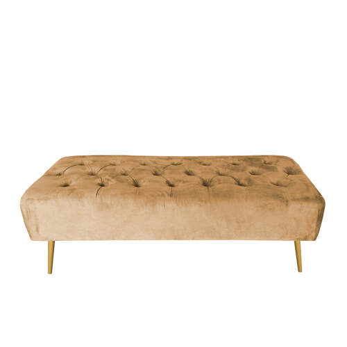 J.Elliot Home Roxanne 122x44cm Velvet Bench - Sand & Gold