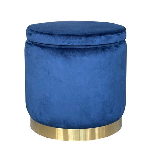 J.Elliot Home Roxanne 40x41cm Velvet Stool - Navy & Gold