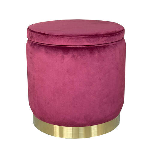 J.Elliot Home Roxanne 40x41cm Velvet Stool - Red Wine & Gold