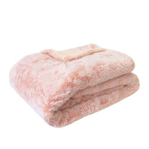 J. Elliot Home Layla Faux Fur Throw 130x160cm Soft Pink