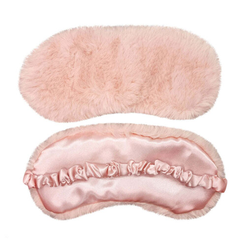 2PK J. Elliot Home Layla Faux Fur Eye Mask 20x10cm Soft Pink