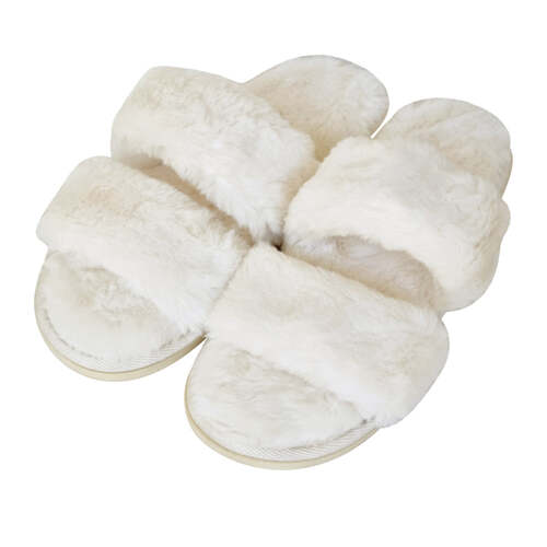 J. Elliot Home Layla Women's Faux Fur Slipper EU37/AU6 S-M Ivory