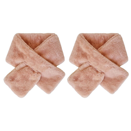 2PK J. Elliot Home Layla Faux Fur Neck Warmer 95x135cm Soft Pink