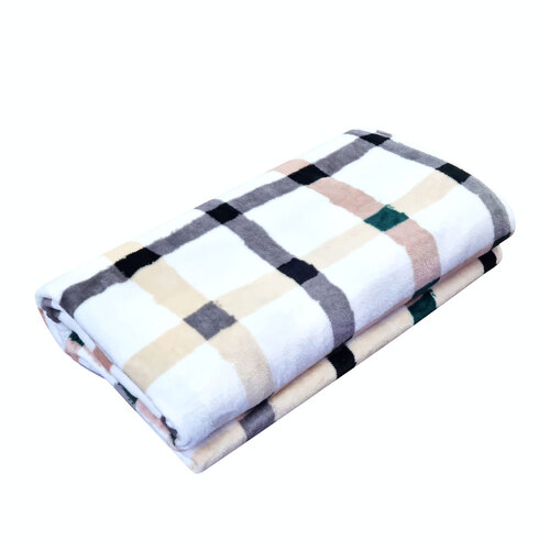 J. Elliot Home Checkered Flannel Blanket 200x220cm Beige/Natural