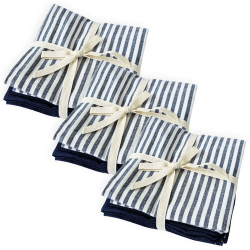 3x 3pc J Elliot Home Katerina Cotton 50x70cm Tea Towel - Navy