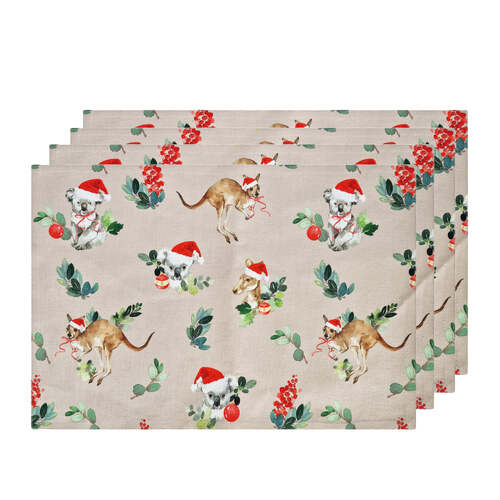 4pc J.Elliot Home Outback Christmas Placemat 33x48cm Beige & Red