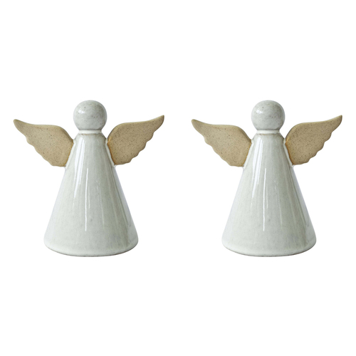 2PK J.Elliot Home Eve Christmas Angel Decoration White & Natural