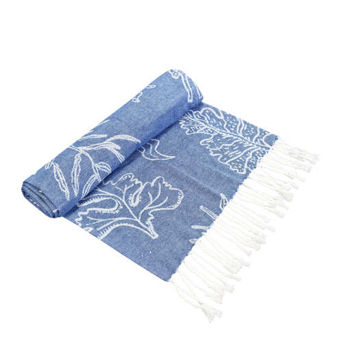 J.Elliot Home Coral Turkish Towel 90x180cm Dusty Blue & White