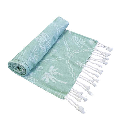 J.Elliot Home Aussie Turkish Towel 90x180cm Peppermint & White