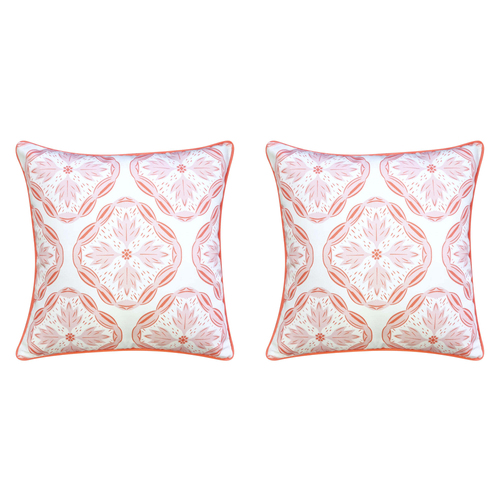 2PK J.Elliot Home Leah Outdoor Cushion 50x50cm Bubblegum Multicolour