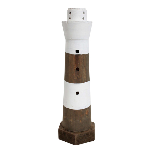 LVD Timber 27cm Lighthouse Nantucket Home Ornament Decor - White/Brown