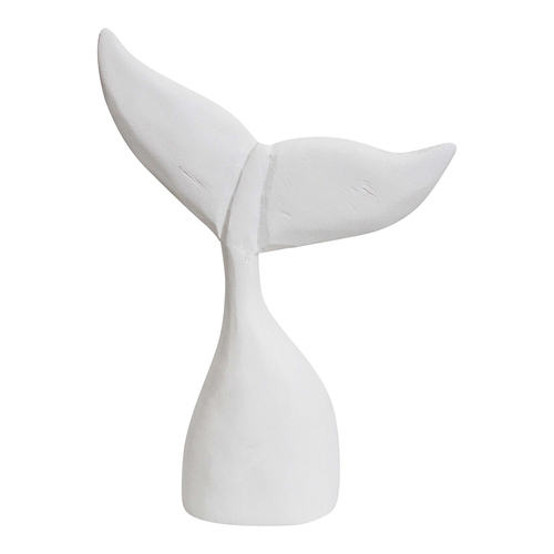 LVD Timber Wood 34cm Whale Tail Drift Decorative Figurine - White