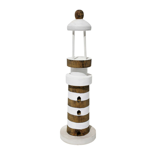 LVD Timber 35cm Lighthouse Cape Home Ornament Decor - White/Brown