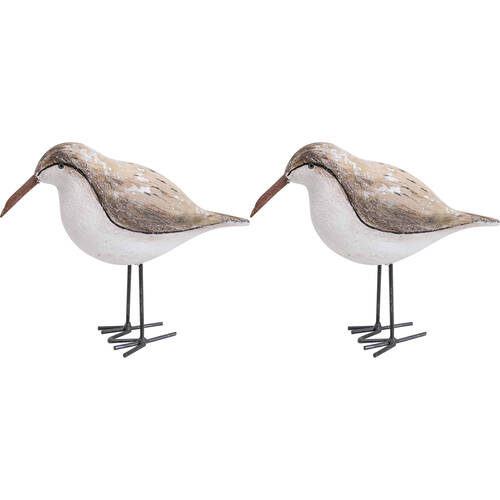 2PK LVD Sand Piper Wooden Sculpture Home/Lounge Decor Large