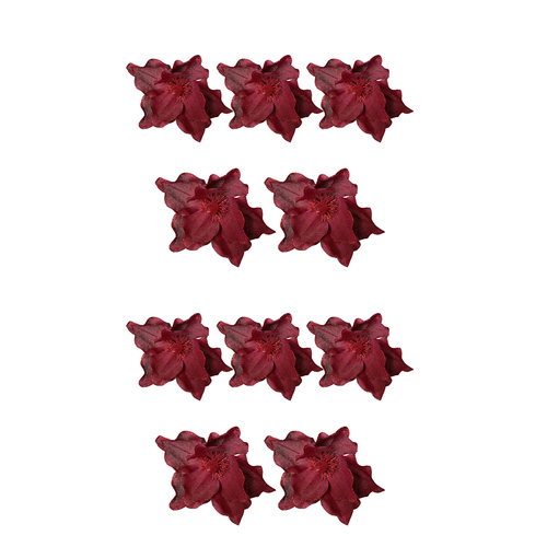 10PK LVD 25cm Plastic Velvet Flower Home Decor - Ruby