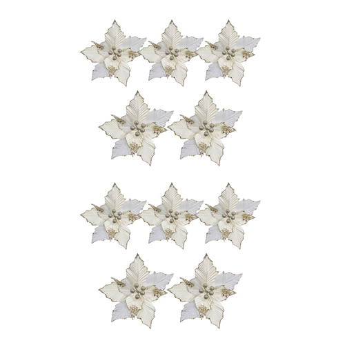 10PK LVD 25cm Plastic Velvet Flower Home Decor - Ivory