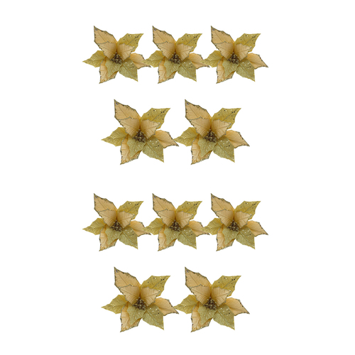 10PK LVD 28cm Plastic Velvet Flower Home Decor - Gold