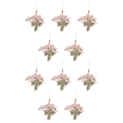 10PK LVD Wall Hanging Feather Ornament w/ Ribbon Home Decor 12cm - Coral