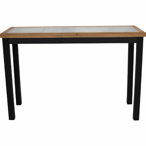 LVD Boston Timber Glass 120x80cm Console Table Rect Furniture - Natural/Black