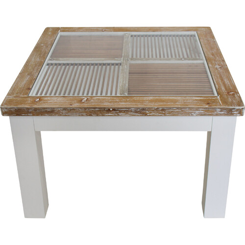 LVD Boston Timber Glass 80x50cm Coffee Table Square - Whitewash