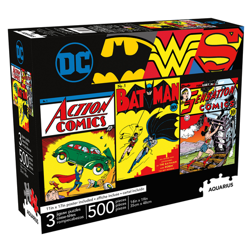 3x 500pc Aquarius DC Comics 35x48cm Jigsaw Puzzle Set 14y+