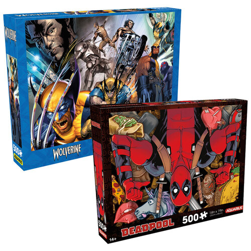 500pc Aquarius Marvel Deadpool & Wolverine Collage 35x48cm Jigsaw Puzzle Set 14+