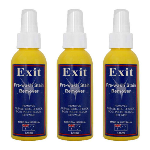 3x Exit Soap 125ml Spray Pre-Wash Stain Remover Grease/Red Wine Cleaner