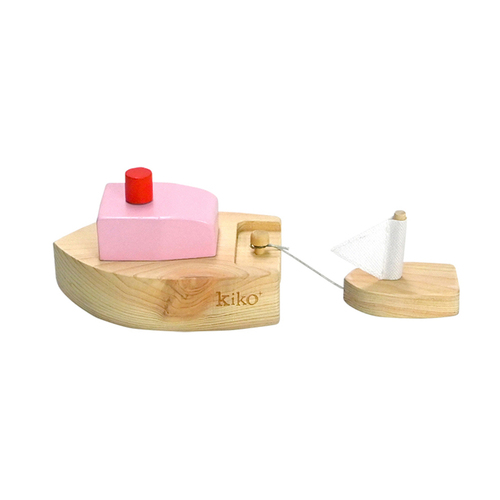 Kiko & gg Ofune Wind3+Up Boat Kids/Children Fun Play Wooden Toy 3+ Pink