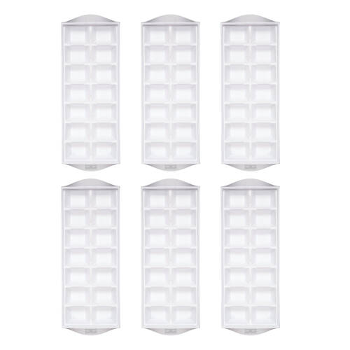 6PK Barcraft Plastic Flexible 14-Ice Cube Tray Mould - White