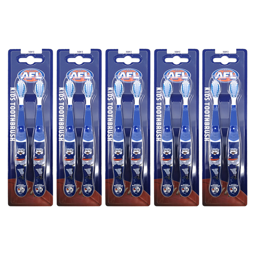 5x 2pc AFL Mascot Kids/Children Soft Bristles Toothbrush Western Bulldogs 3y+