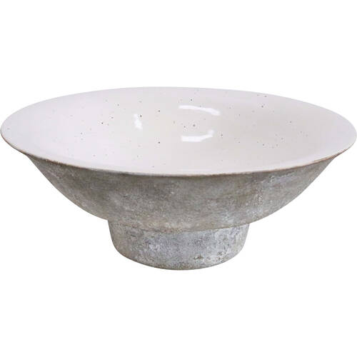 LVD Ceramic Rustic Farmhouse Bowl Home Decor 33cm Round White