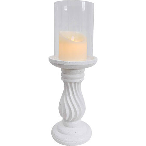 LVD Polyresin Courtyard Candle Holder Display w/ Glass 48cm - White