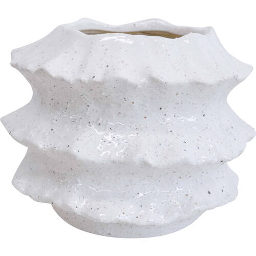 LVD Ceramic Planter Vase Home/Garden Decor 27cm Rimmed White