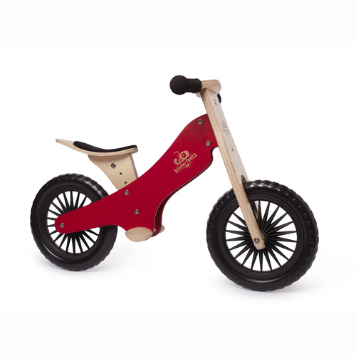 Kinderfeets 84cm Wood Balance Bike Kids Ride-On Toy Cherry Red 2y+