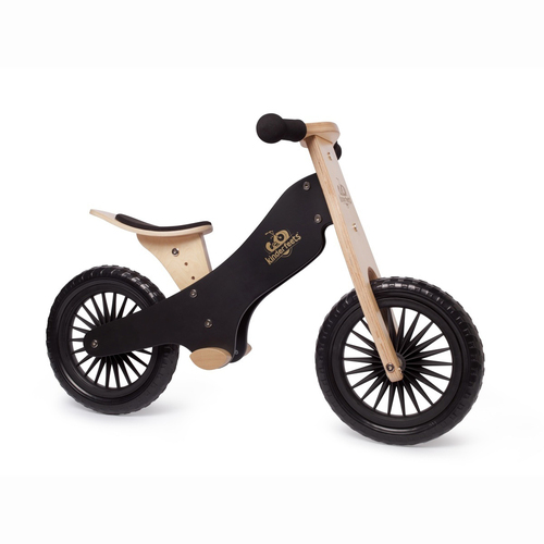 Kinderfeets 84cm Wood Balance Bike Kids Ride-On Toy Black 2y+