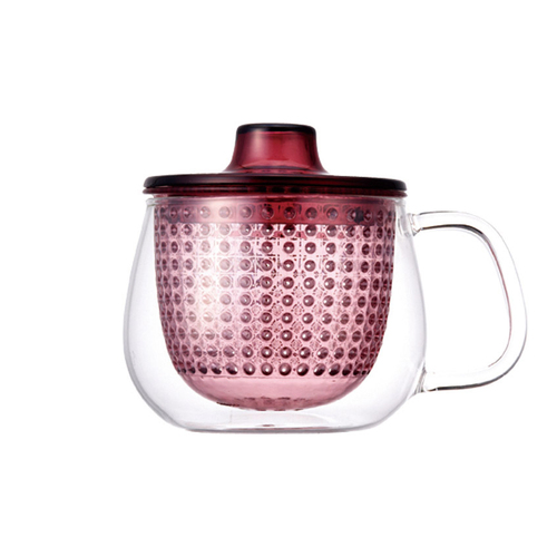 Kinto Unitea 350ml/12.2cm Unimug Glass Cup w/ Strainer/Lid - Wine Red