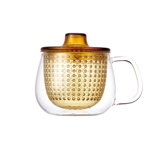 Kinto Unitea 350ml/12.2cm Unimug Glass Cup w/ Strainer/Lid - Yellow