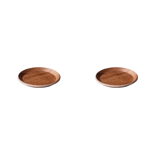 2PK Kinto Cast Plywood Drink Coaster Round 10cm - Teak