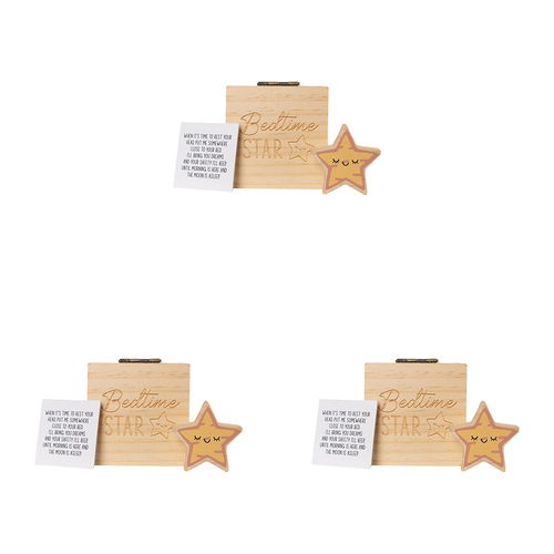 3PK Splosh Kids By Splosh Wooden Bedtime Star Pocket Promise 6x6cm