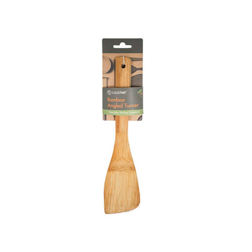 Topchef Non Stick Bamboo Angled Turner Wooden Kitchen Utensil - Brown