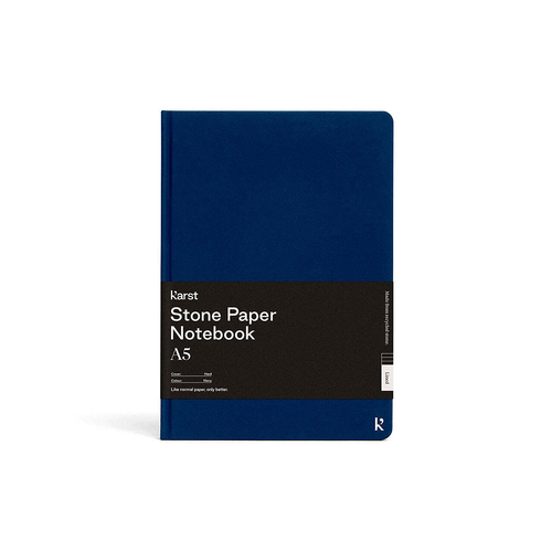 Karst 144-Sheets A5 Stone Paper Hard Cover Grid Notebook Navy