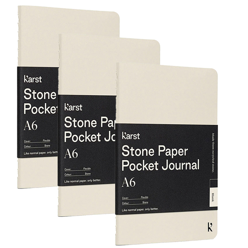 3x Karst Stone Paper A6 Plain Pocket Journal Notebook