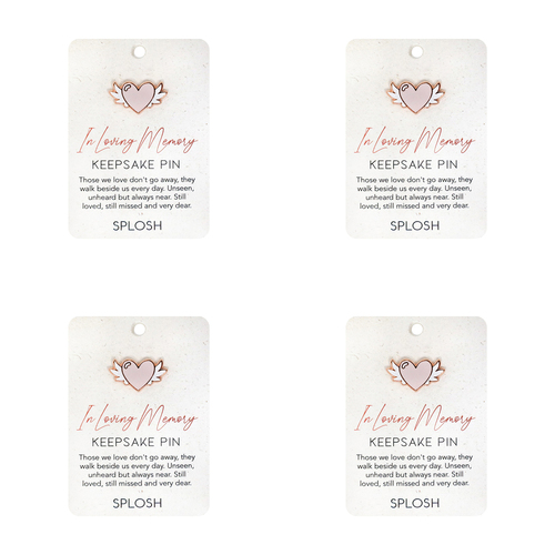 4PK Splosh In Loving Memory Heart/Wings Keepsake Pin 7.5x11cm