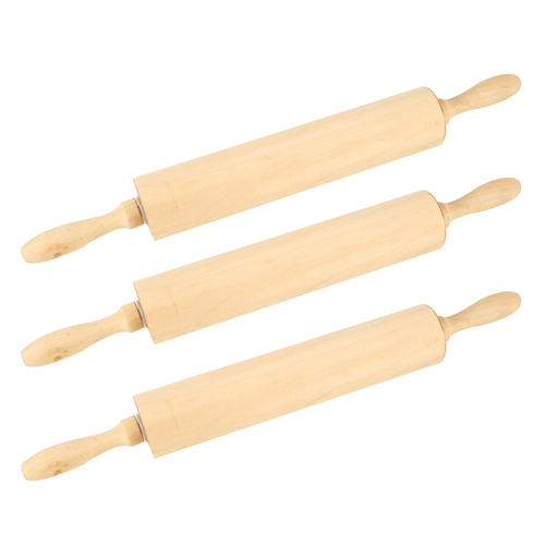 3PK Urban Kitchen Wooden Rolling Pin Deluxe 43cm High Quality & Durable Design