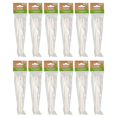 12x 8pc Ecomade Forks Durable Reusable Cutlery 16cm