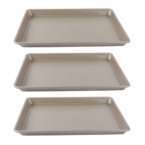 3PK Urban Kitchen Rose Gold Baking Tray Durable Bakeware 38x25cm